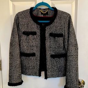 JCrew women’s Glen Plaid Braided Trim Tweed Jacket